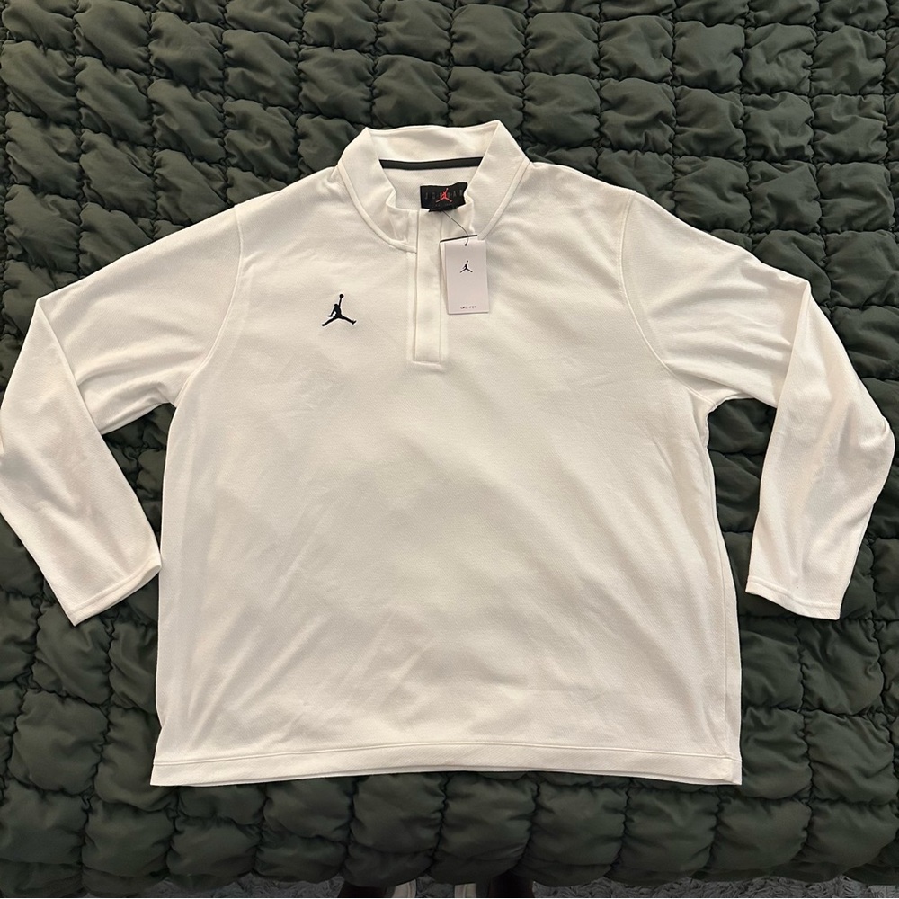 Air Jordan Dri-Fit Quarter Zip Long-Sleeve Shirt | Men’s sz 3XL - White
